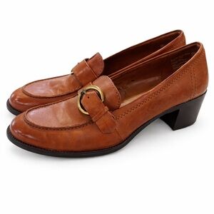 Predictions Tan Leather Loafers with Buckle